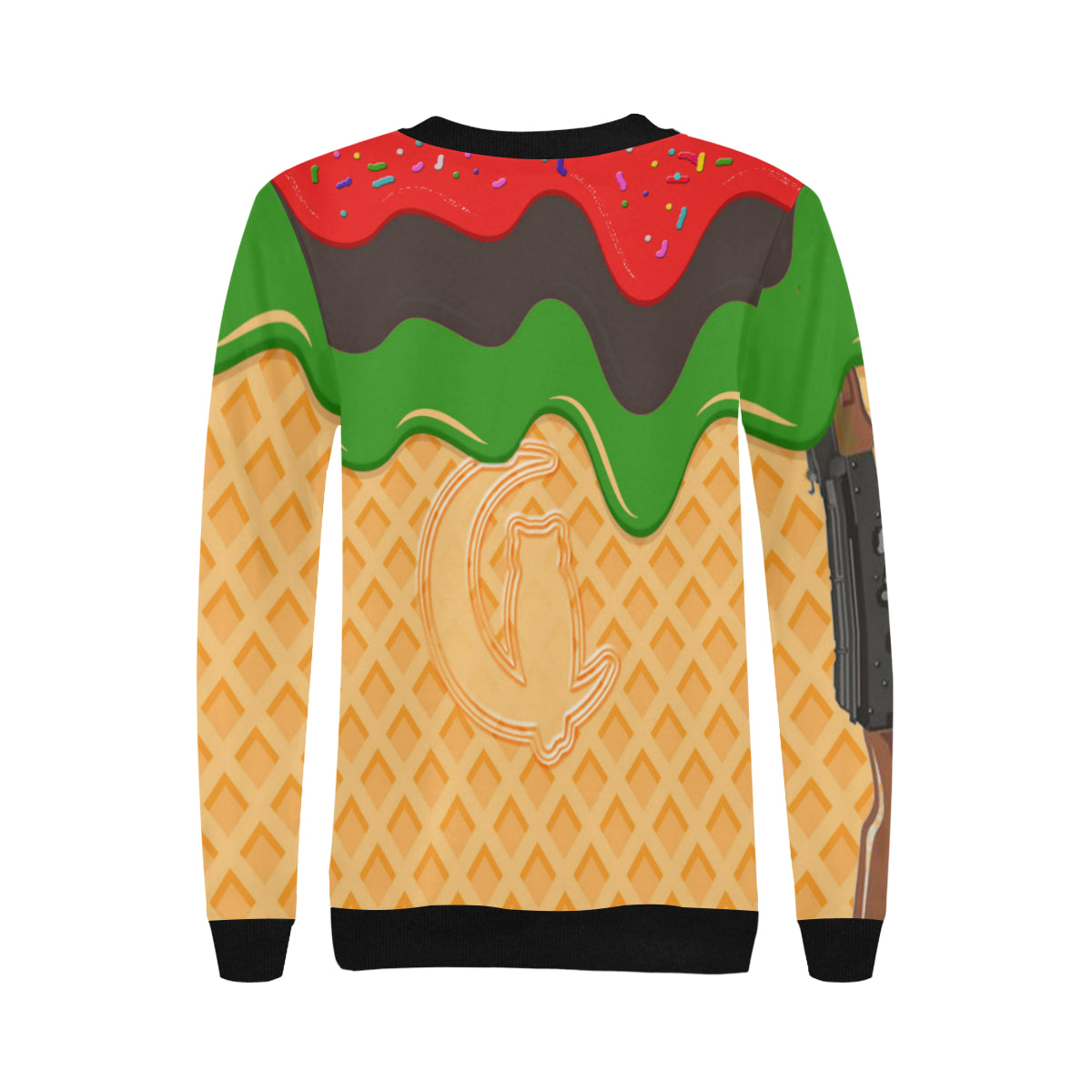 RBG ICE CREAM Women's Rib Cuff Crew Neck Sweatshirt (Model H34)