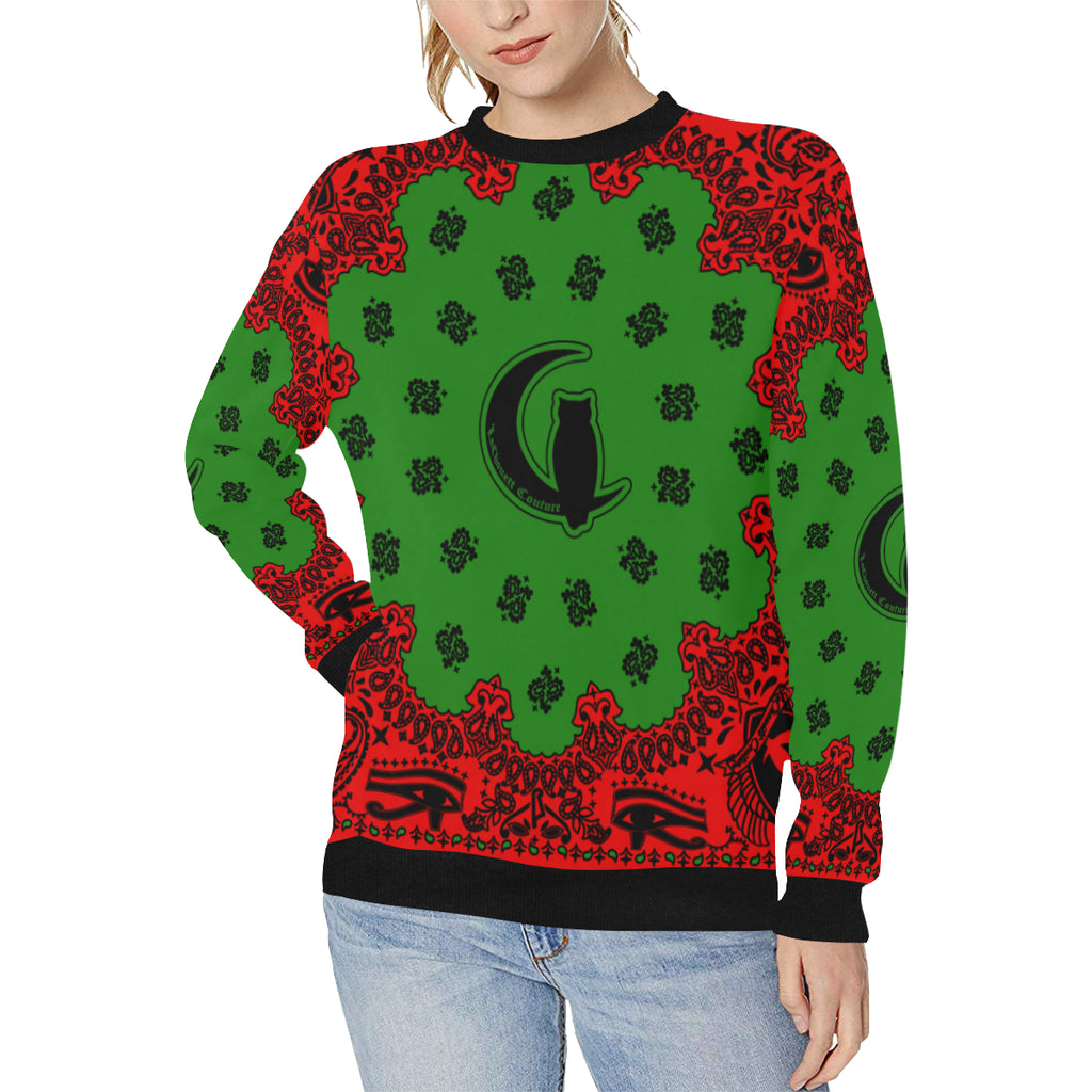 RBG BANDANA Women's Rib Cuff Crew Neck Sweatshirt (Model H34)