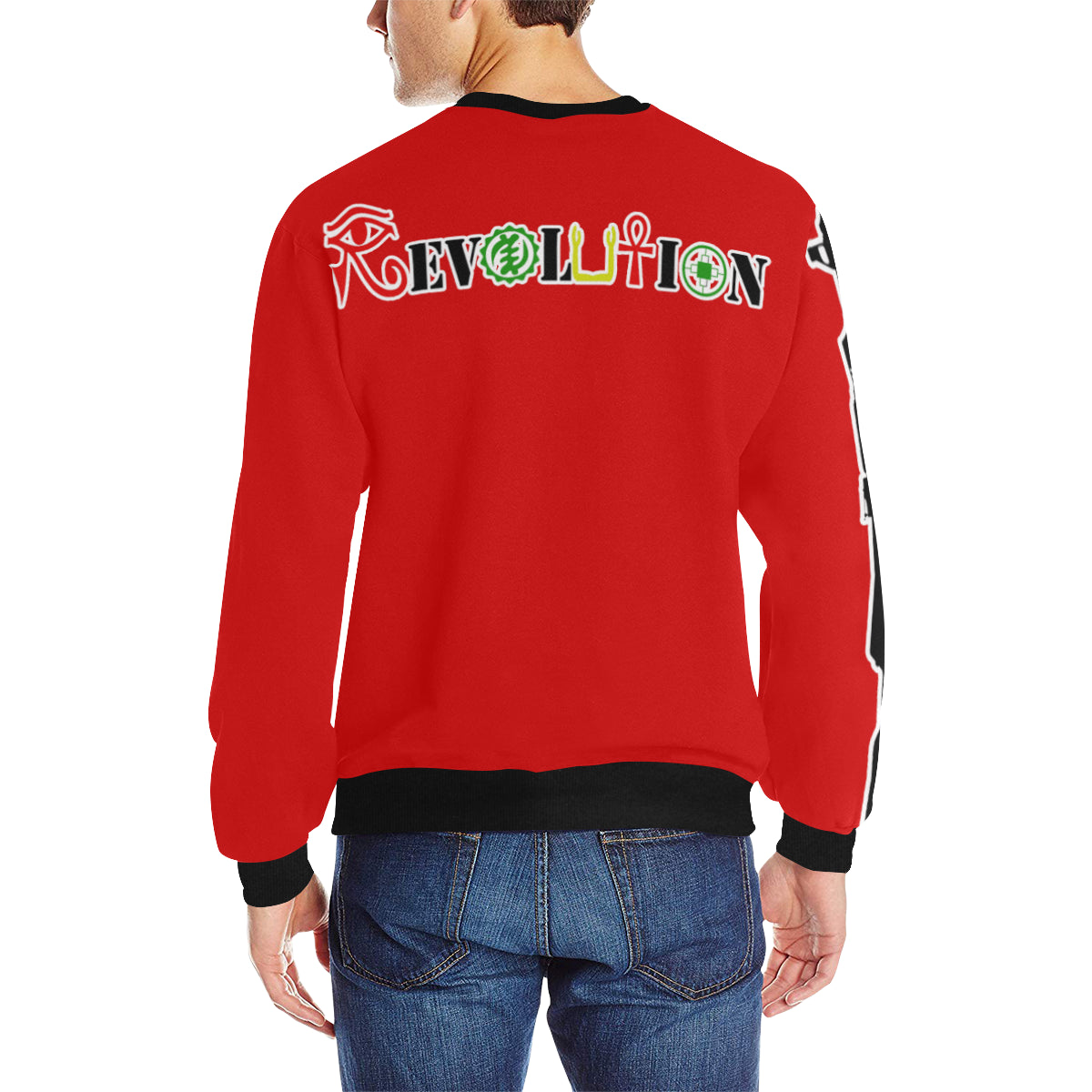 REVOLUTION RED Men's Rib Cuff Crew Neck Sweatshirt