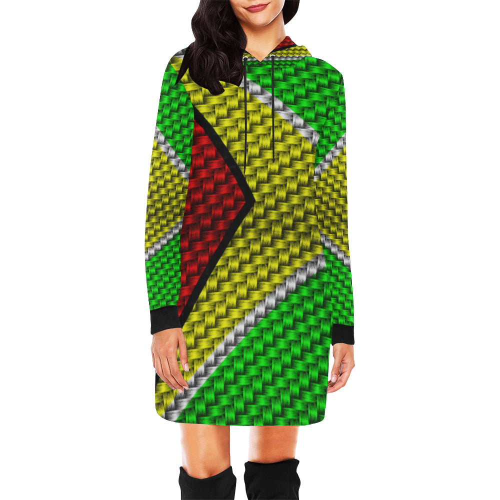 GUYANA FLAG All Over Print Hoodie Mini Dress