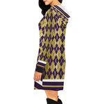 ARLEQUIN GRAPE All Over Print Hoodie Mini Dress