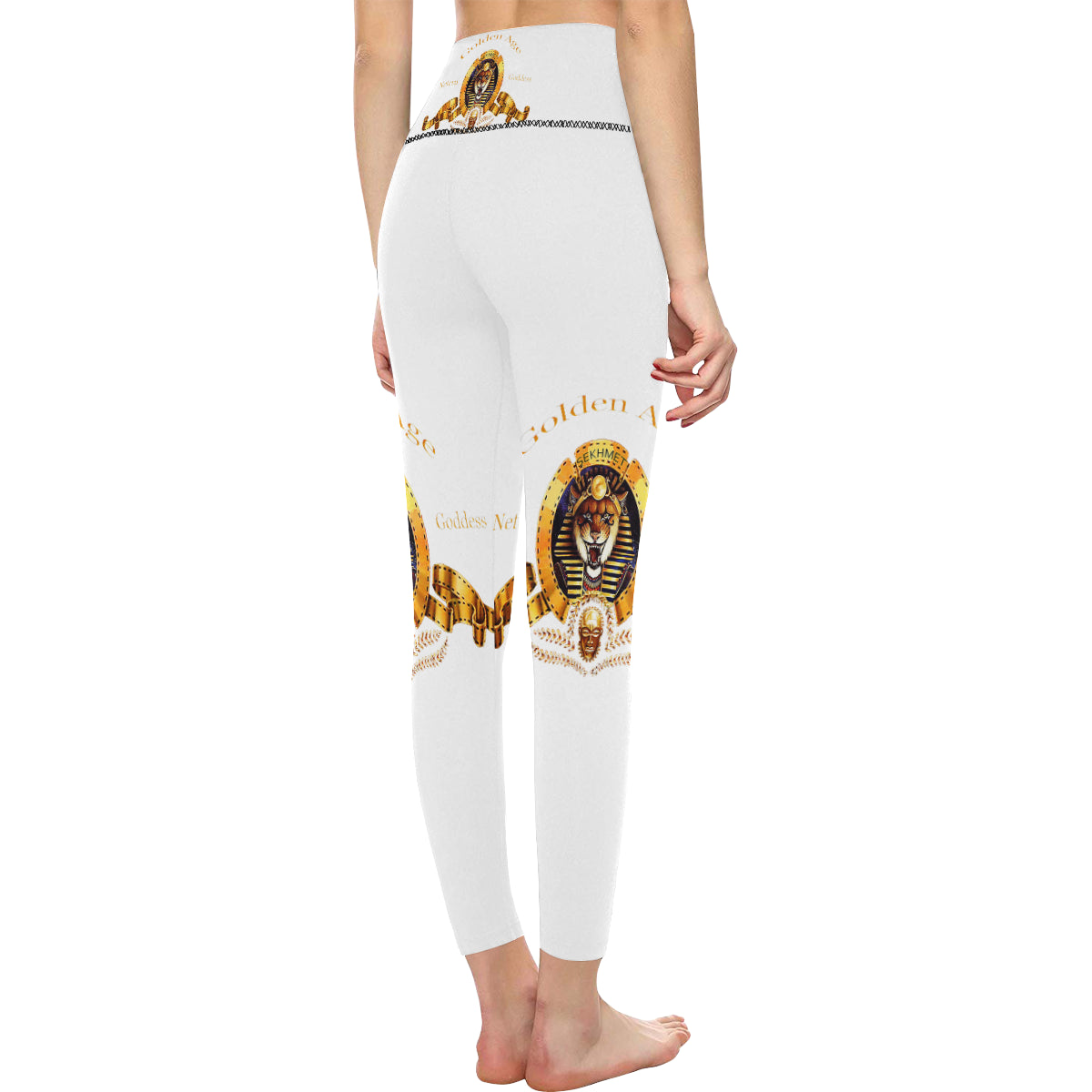 SEKHMET GODDESS WHT All Over Print High-Waisted Leggings (Model L36)