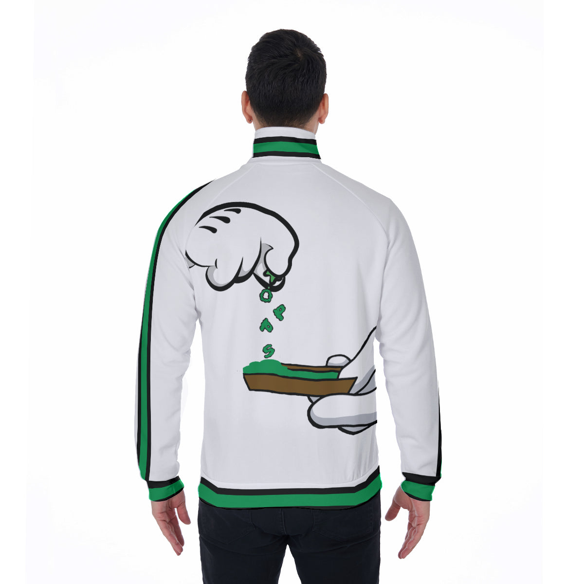 BURN THE OPPS WHT Stand Collar Jacket