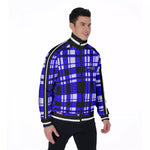 FLEXIN PLAID BLUE Men's Stand Collar Jacket