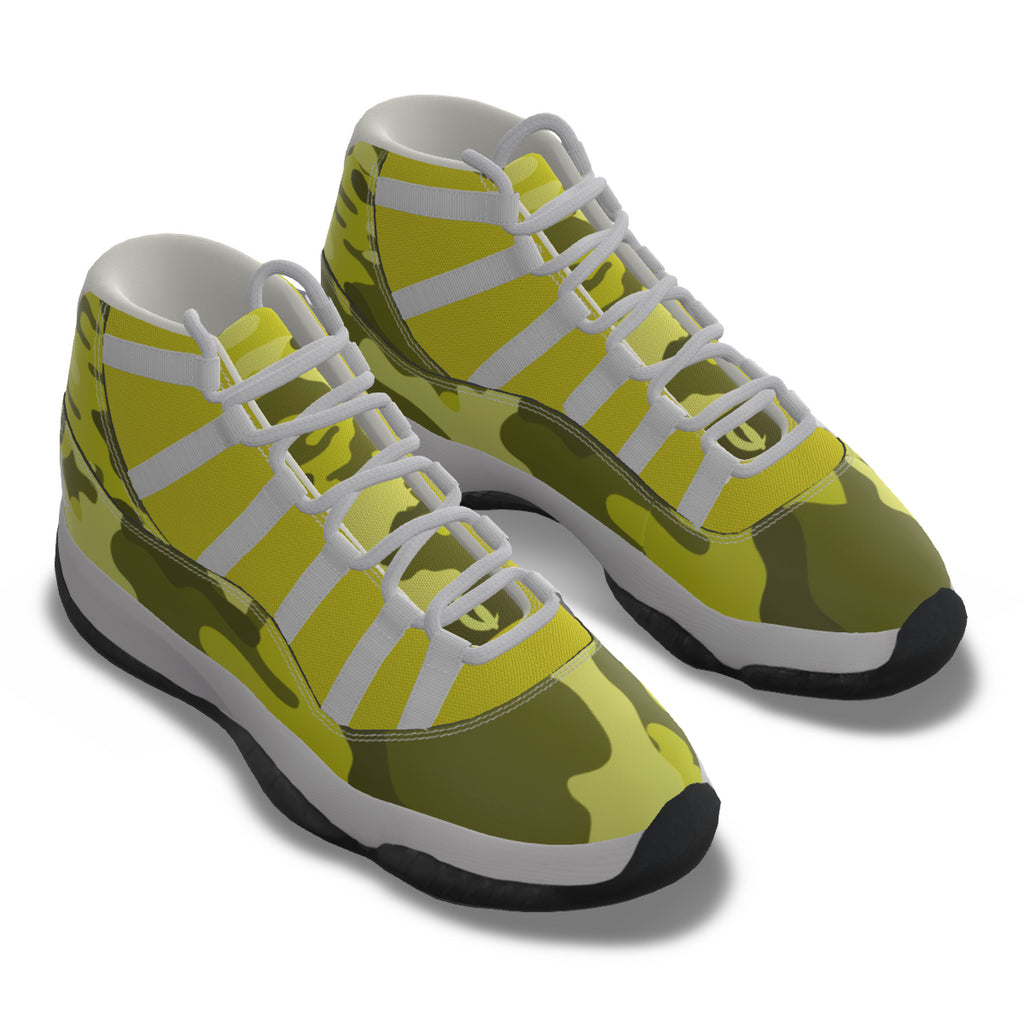 CAMOUFLAGE YLW Men's High Top Basketball Shoes