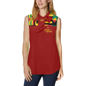 KENTE BUTAN Women's Bow Tie V-Neck Sleeveless Shirt