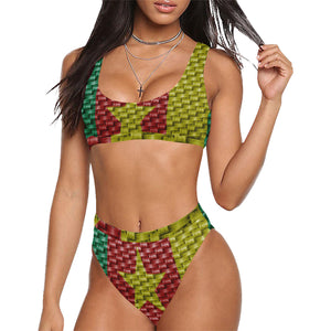 CAMEROUN FLAG Sport Top & High-Waisted Bikini Swimsuit
