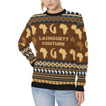 AFRIKA ORNEMENT Women's Rib Cuff Crew Neck Sweatshirt
