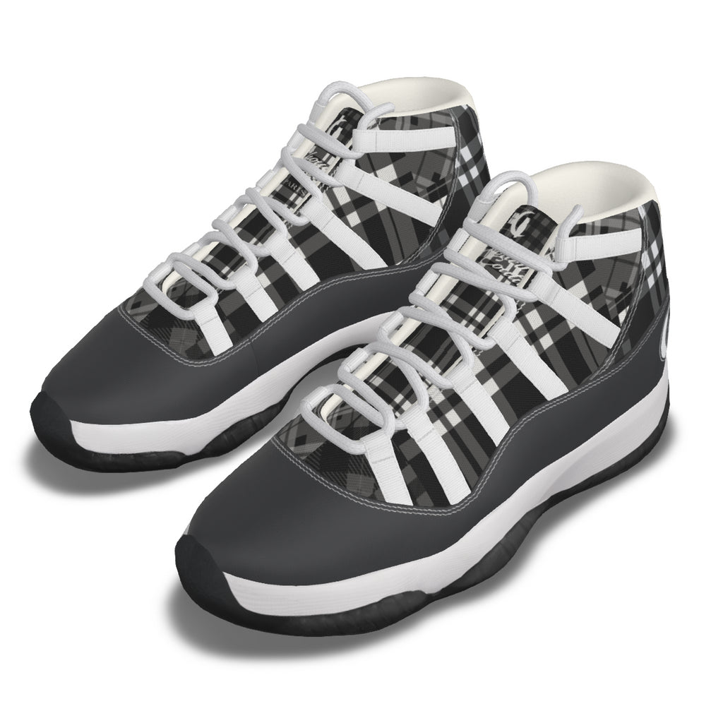 FLEXIN PLAID GREY Men's High Top Basketball Shoes