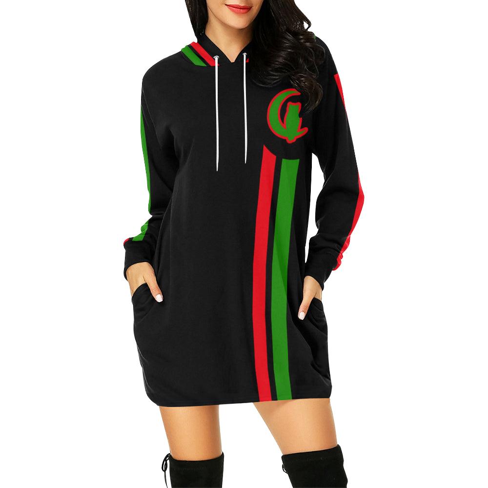 FRESH UP NUBIAN All Over Print Hoodie Mini Dress