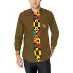 KENTE BUTAN Men's All Over Print Casual Dress Shirt