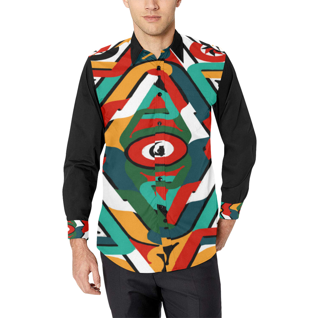 TEMBE ART Men's All Over Print Casual Dress Shirt