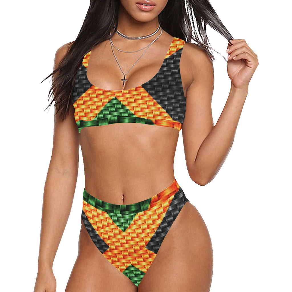 JAMAICA FLAG Sport Top & High-Waisted Bikini Swimsuit