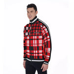FLEXIN PLAID RED Men's Stand Collar Jacket