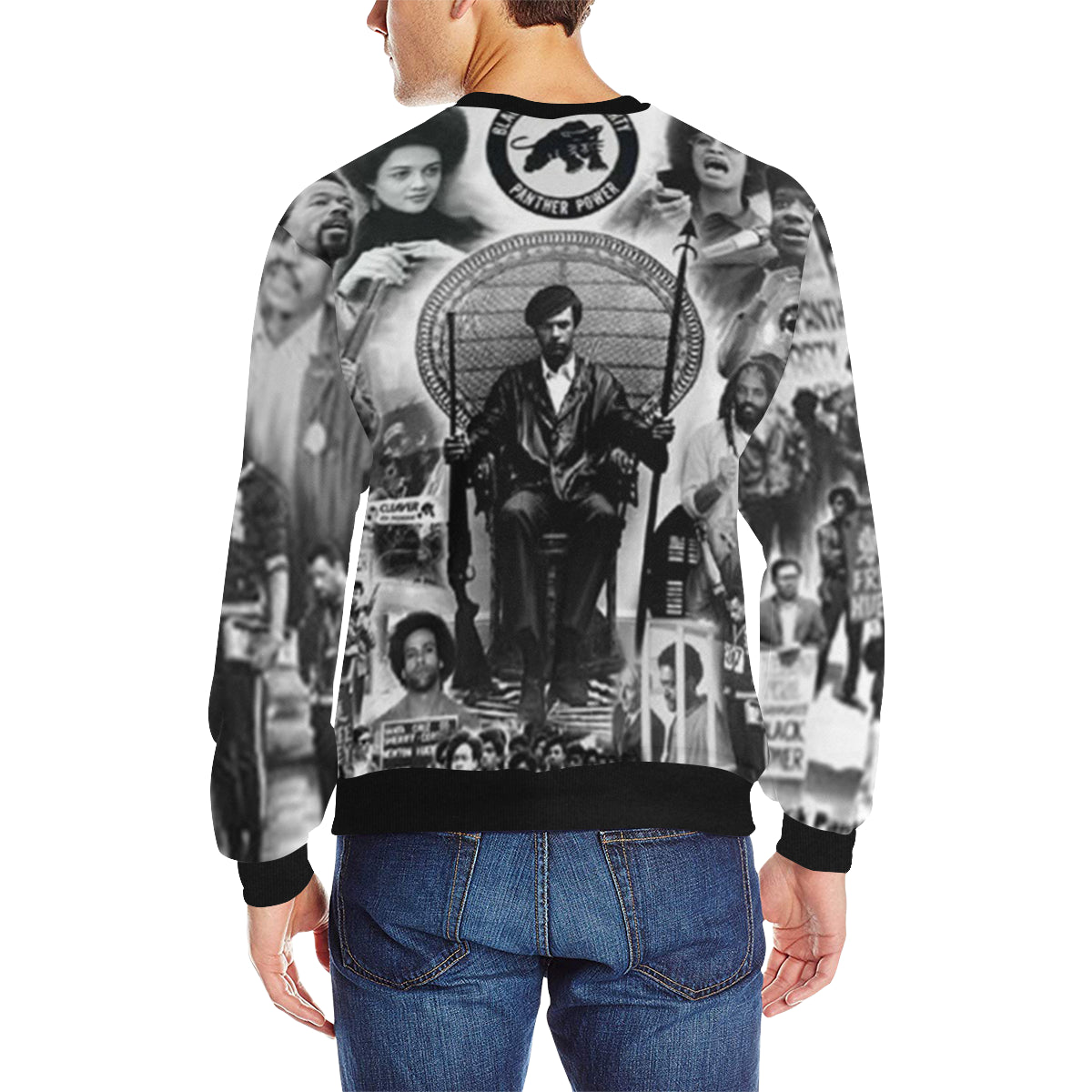 BLACK PANTHER PARTY Men's Rib Cuff Crew Neck Sweatshirt