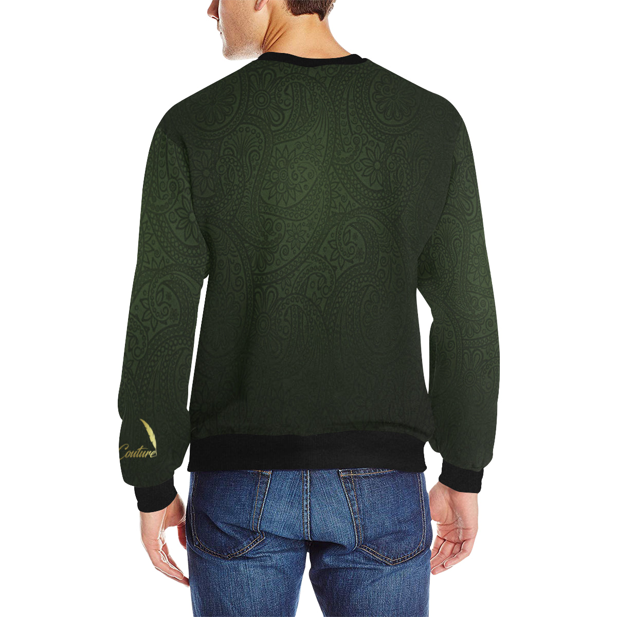 LUXURY GANG KAKI Men's Rib Cuff Crew Neck Sweatshirt