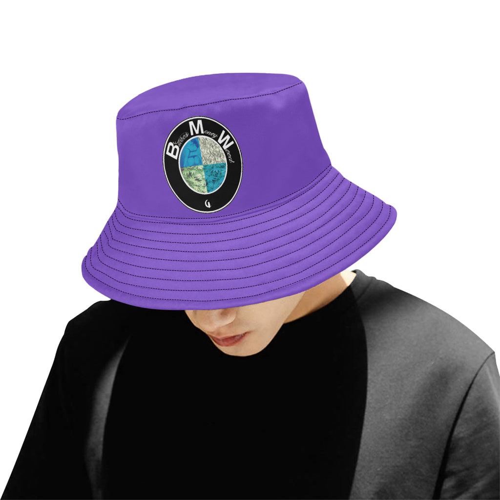 B.Money.W PRPLE All Over Print Bucket Hat for Men