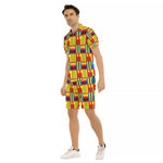 KENTE BLUE Men's Short Sleeve Shirt Sets