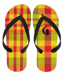 LaChouett Madras Sandals Flip Flops Black