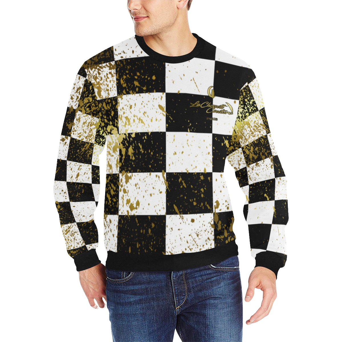 CHEST IN GOLD Men's Rib Cuff Crew Neck Sweatshirt
