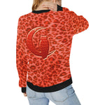 RED TIGER SKIN Women's Rib Cuff Crew Neck Sweatshirt (Model H34)