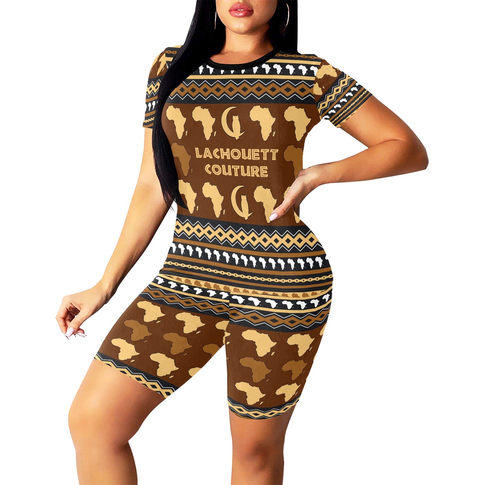 AFRICAN ORNEMENT Women's Short Yoga Set