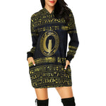 HIEROGLYPH DELUXE All Over Print Hoodie Mini Dress