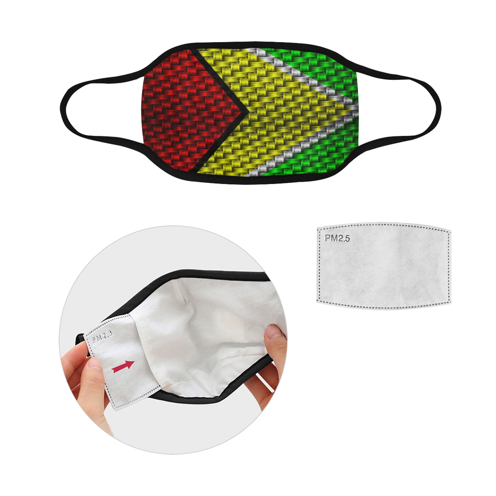 GUYANA FLAG Mouth Mask in One Piece (2 Filters Included) (Model M02)