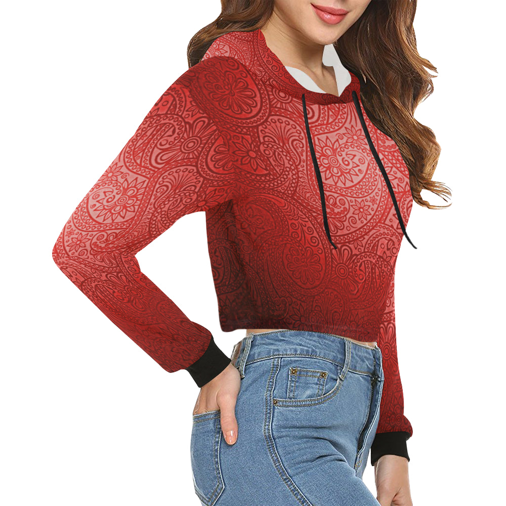 LUXURY RED GANG All Over Print Crop Hoodie for Women (Model H22)