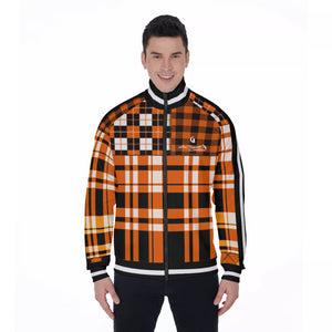 FLEXIN PLAID ORANGE Men's Stand Collar Jacket