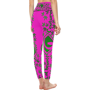 SUPER WEED PURPLE All Over Print High-Waisted Leggings (Model L36)