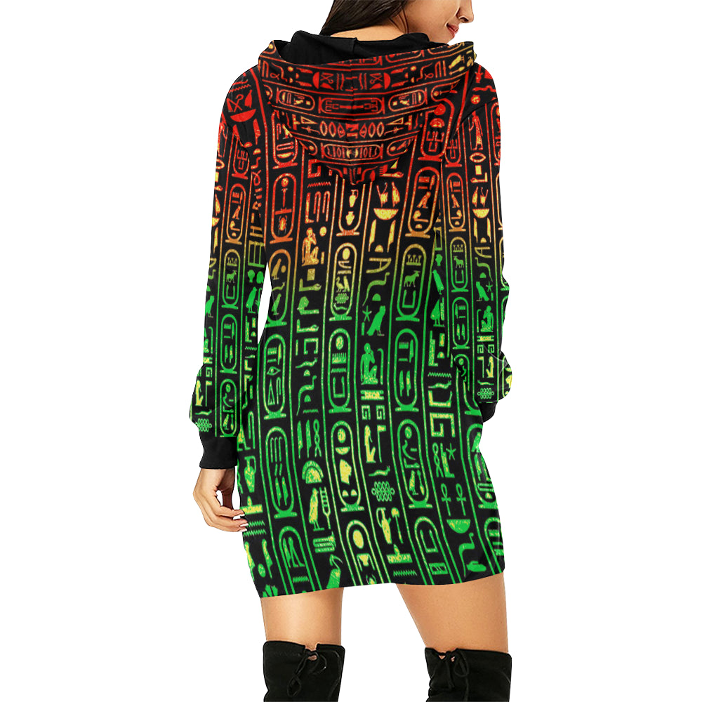 RASTAGLYPH All Over Print Hoodie Mini Dress (Model H27)