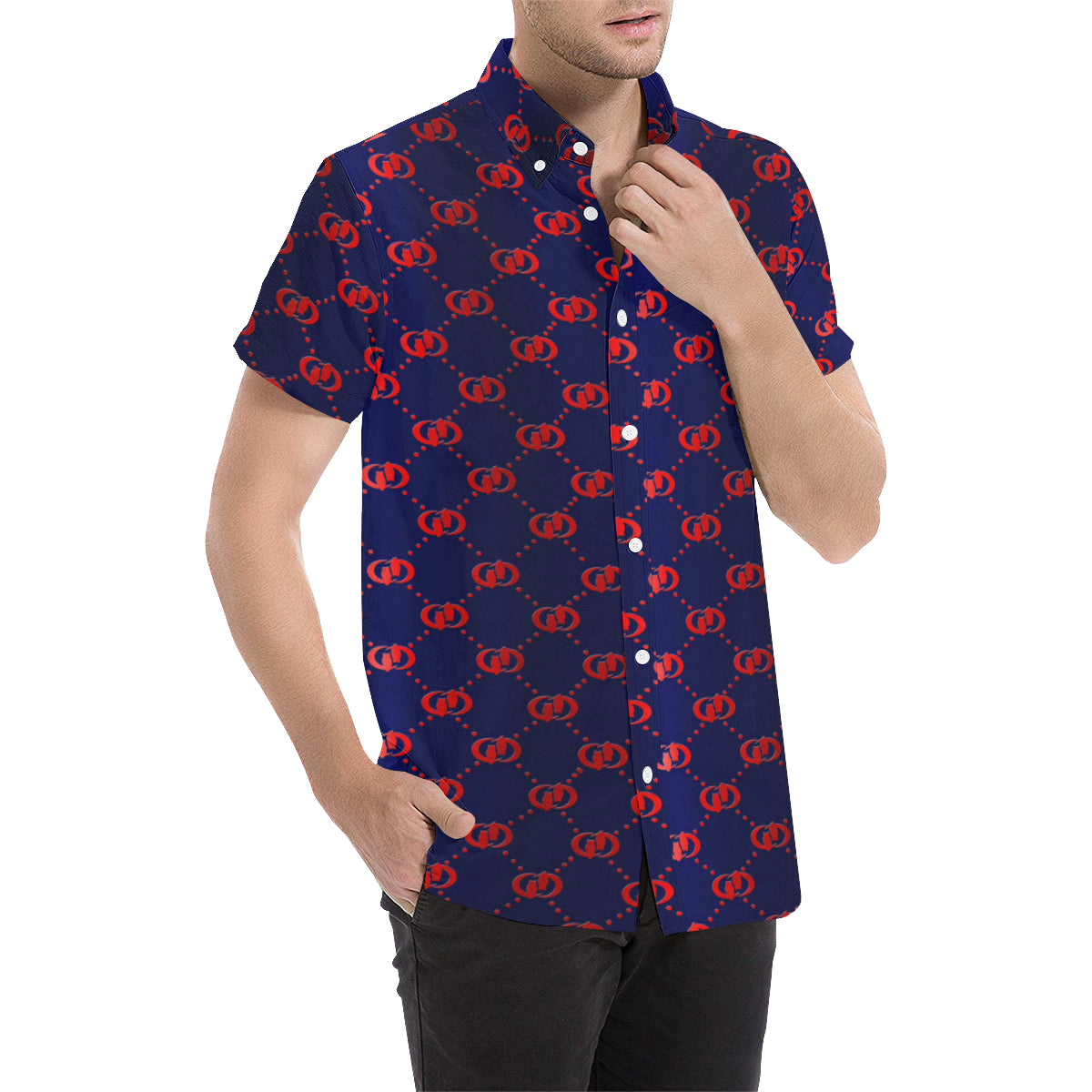 EXCELLENCE BLURED Men's All Over Print Short Sleeve Shirt