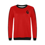 LCC BLACC BORDER RED Women's Rib Cuff Crew Neck Sweatshirt (Model H34)