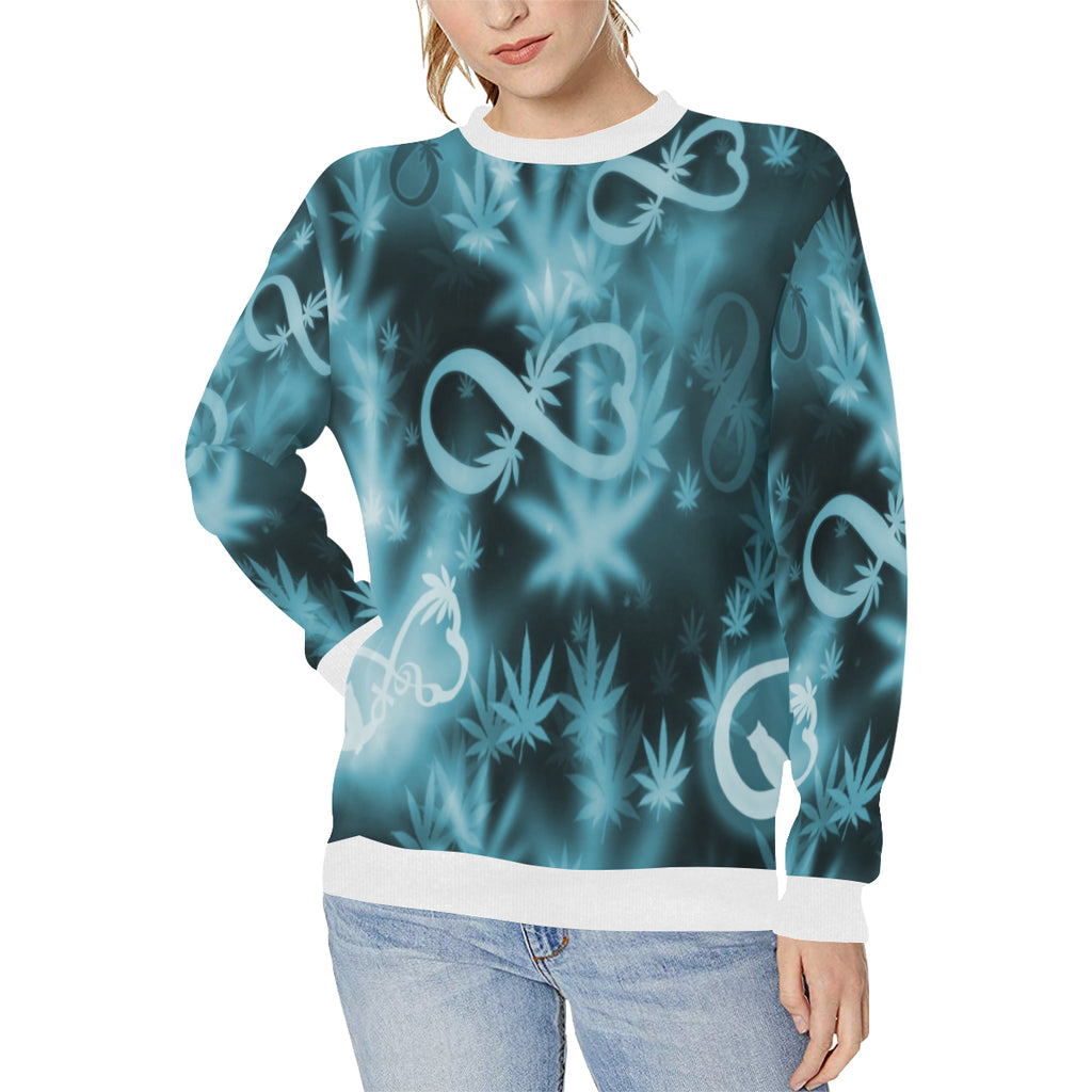 INFINITY BLUE COSMOS Women's Rib Cuff Crew Neck Sweatshirt (Model H34)