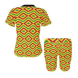 KENTE FRACTAL Women's Short Yoga Set