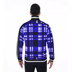 FLEXIN PLAID BLUE Men's Stand Collar Jacket
