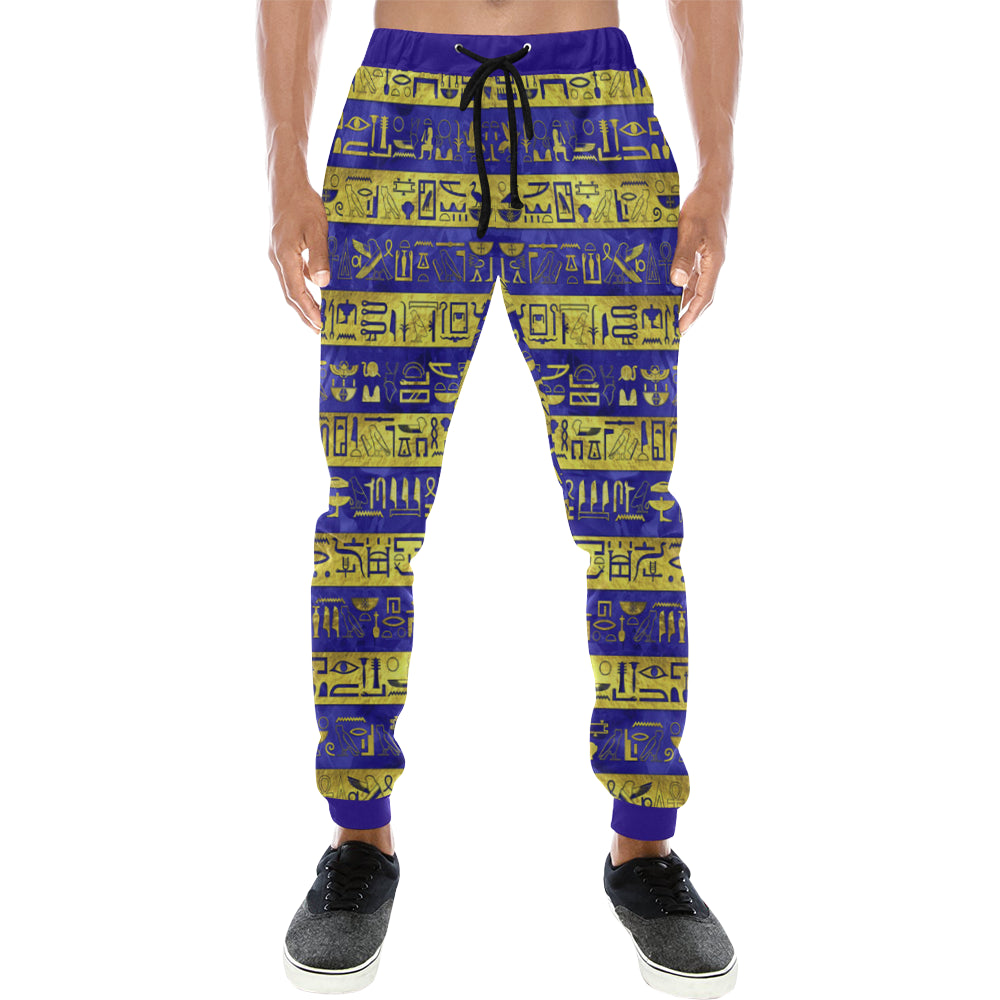 HIEROGLYPH GOLDEN BLUE Men's All Over Print Sweatpants (Model L11)