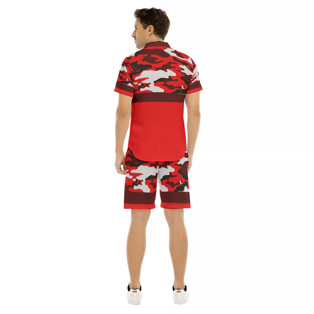 CAMOUFLAGE RED Men's Short Sleeve Shirt Sets