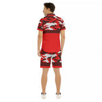 CAMOUFLAGE RED Men's Short Sleeve Shirt Sets