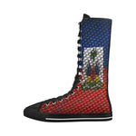 HAITI FLAG Canvas Long Boots For Women Model 7013H