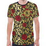 RED ROSES GOLD New All Over Print T-shirt for Men