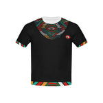 TEMBE ART BLING Kids' All Over Print T-Shirt with Solid Color Neck