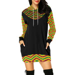 KENTE FRACTAL All Over Print Hoodie Mini Dress