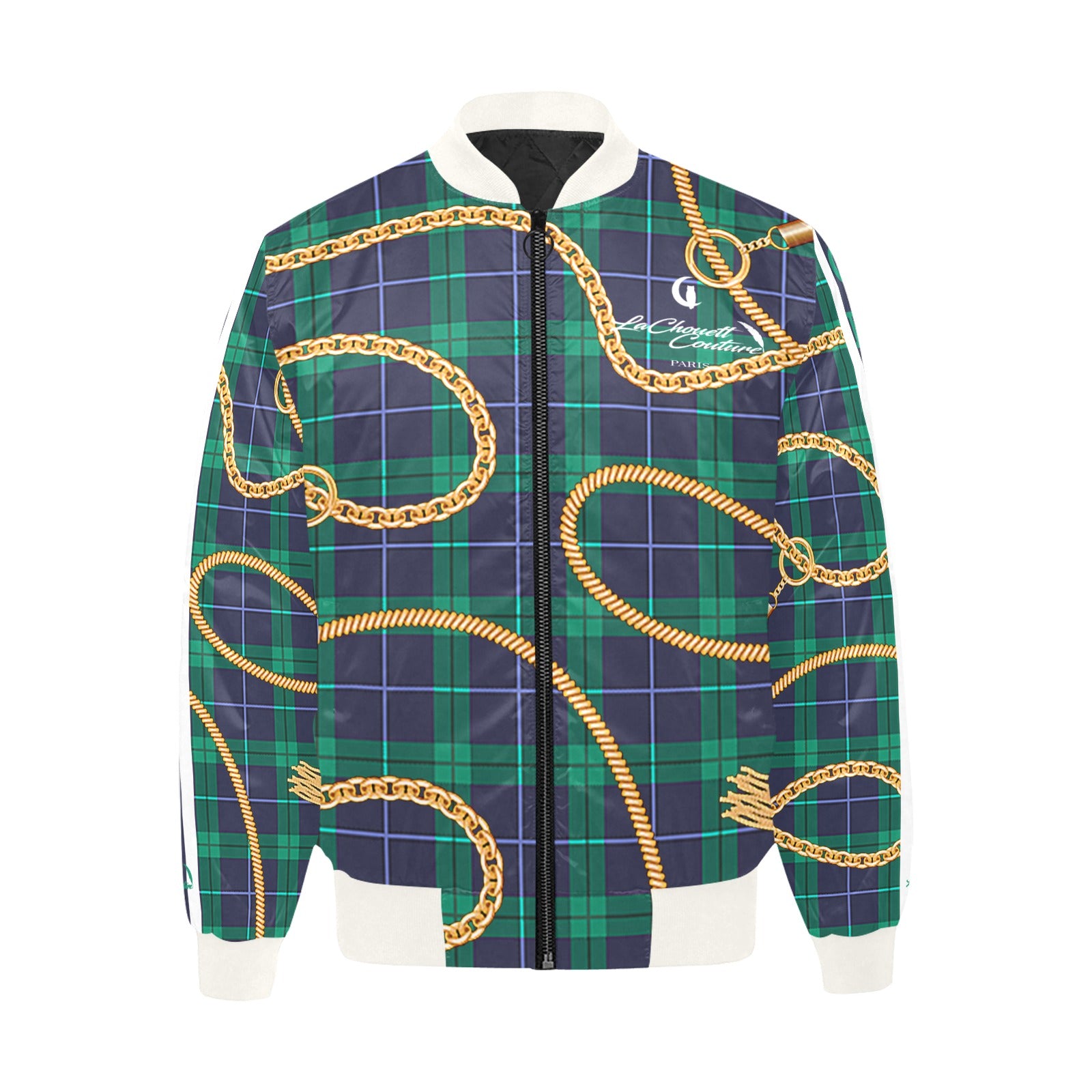 PLAID IN GOLD Quilted Bomber Jacket for Men