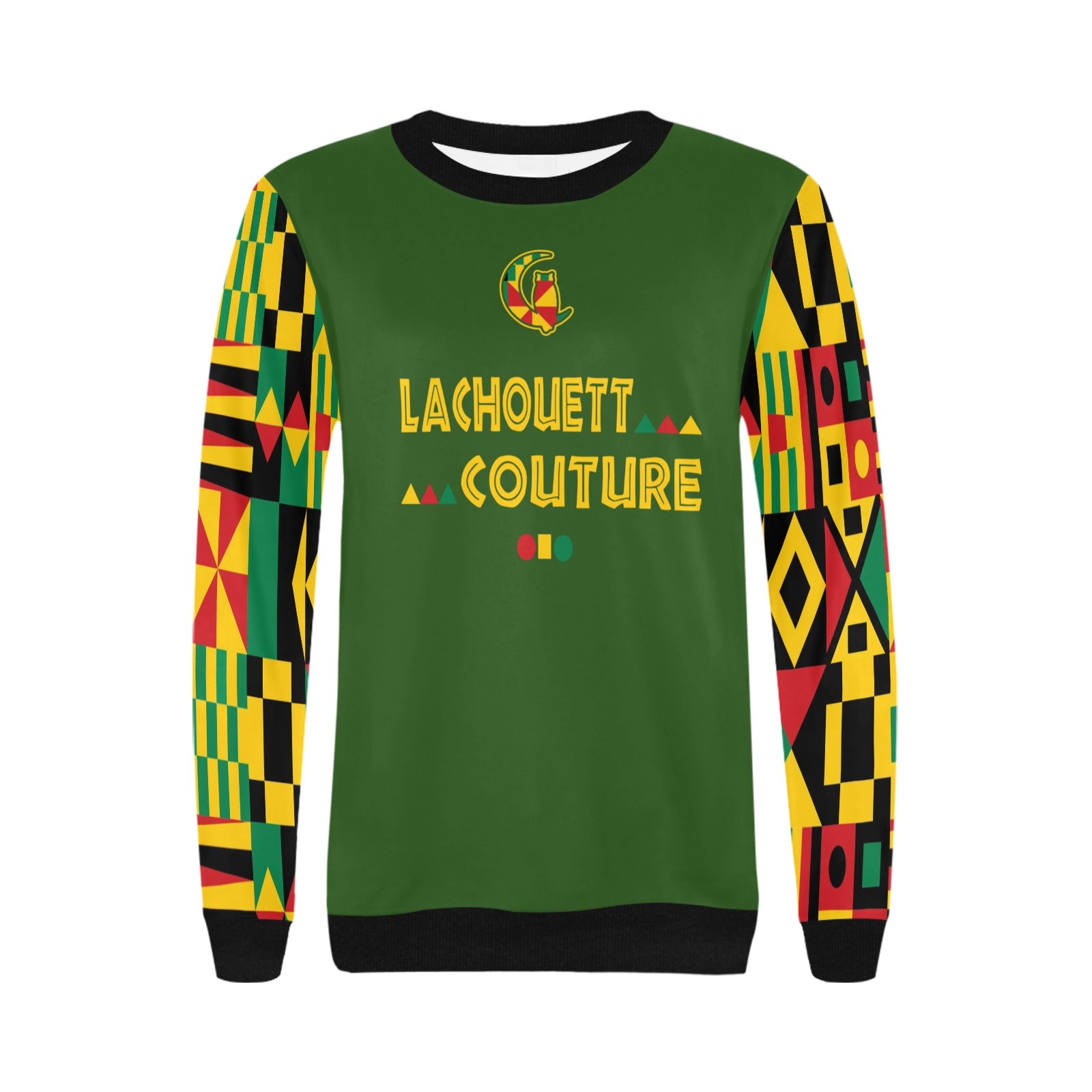 KENTE BUTAN Women's Rib Cuff Crew Neck Sweatshirt