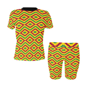 KENTE FRACTAL Women's Short Yoga Set