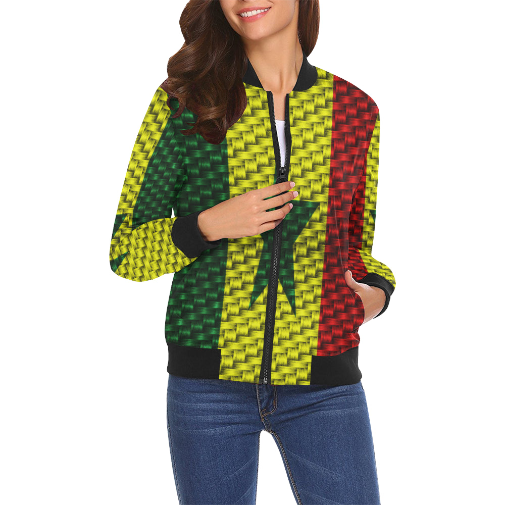 SENEGAL FLAG All Over Print Bomber Jacket for Women (Model H19)