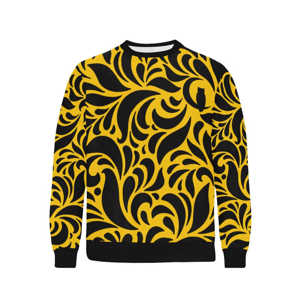 GORGIOUS YLW LEAF Men's Rib Cuff Crew Neck Sweatshirt
