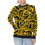 GORGIOUS LEAF YELLOW Women's Rib Cuff Crew Neck Sweatshirt (Model H34)